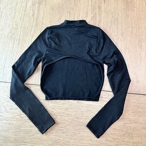 Urban Outfitters Cut Out Back Mock Neck Crop Top Size XS/S Black